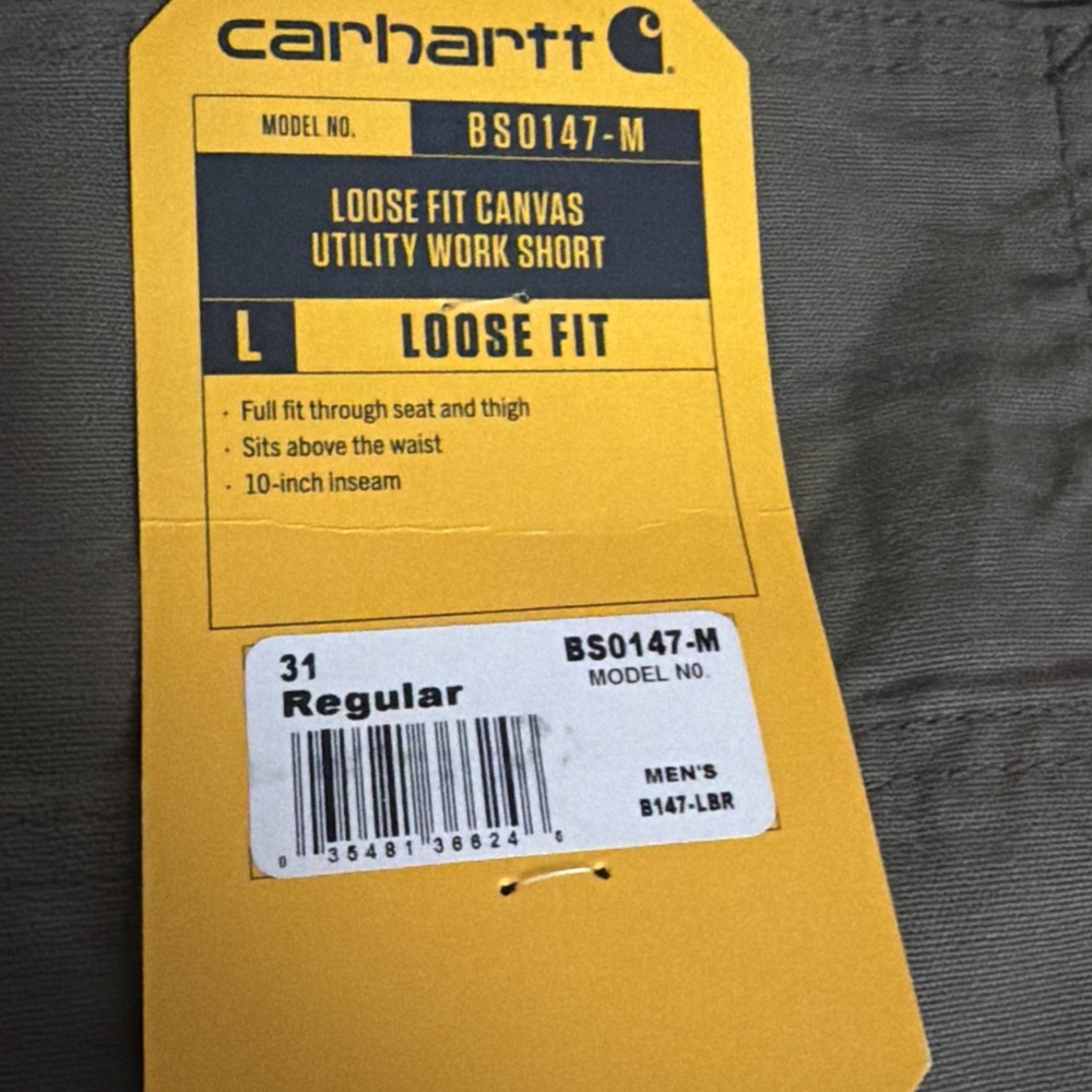 NWT Carhartt Canvas Cargo Work Shorts Men's 32x10 BS-0147-M Tan - Picture 10 of 11